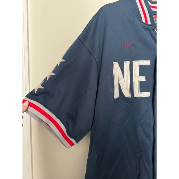 Vintage Nike New Jersey Nets Warm-Up Short Sleeved Jersey Mens L NBA Button Up - Picture 3 of 8